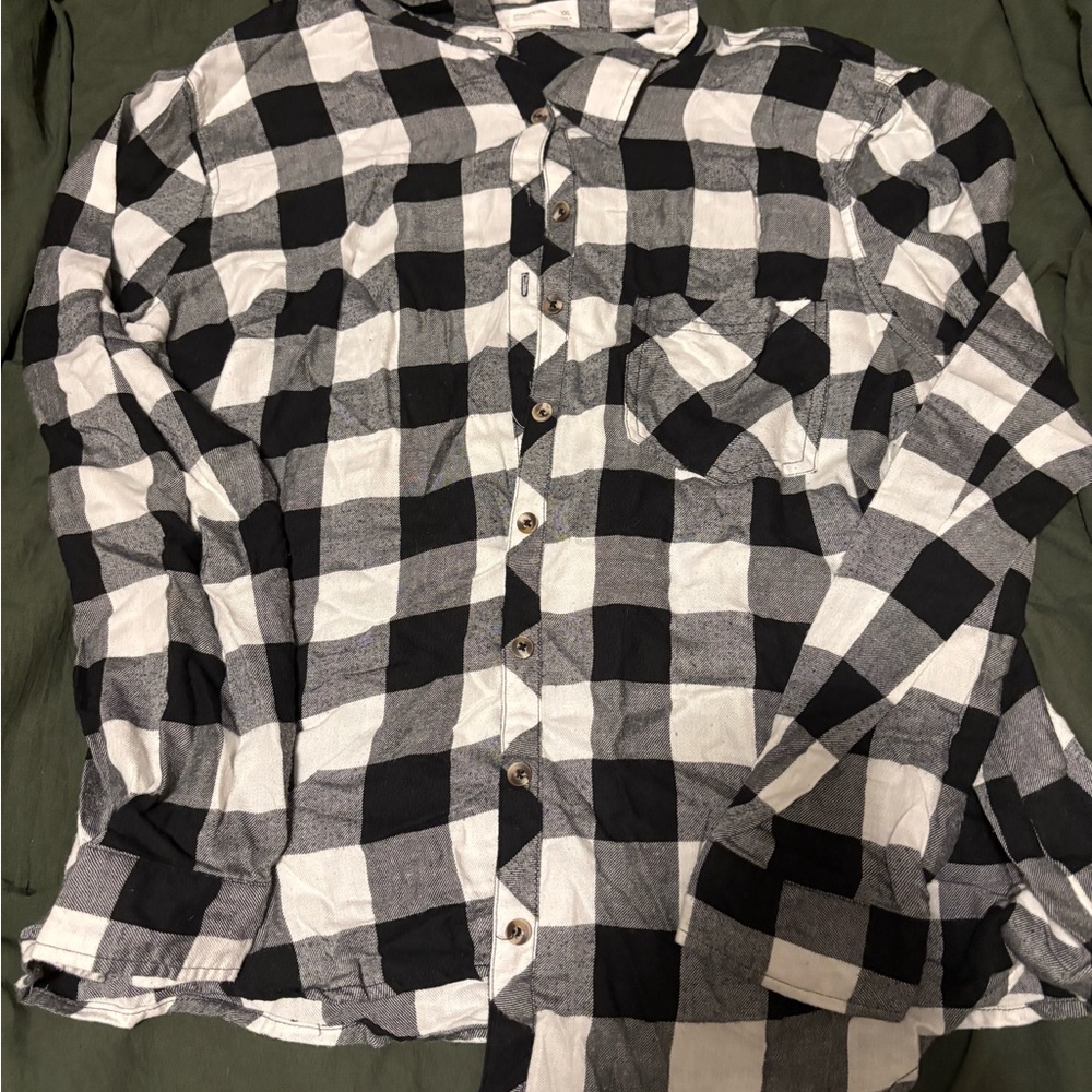 Maurices Black and White Plaid Button Down Shirt